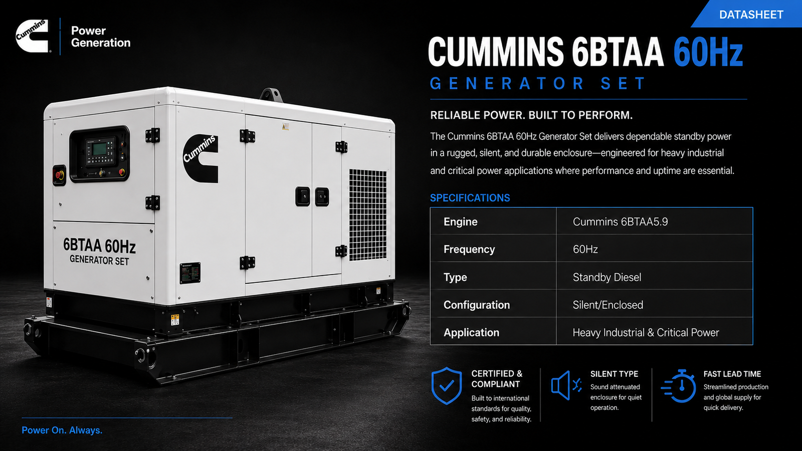 Cummins 6BTAA 60Hz Generator Set Brochure