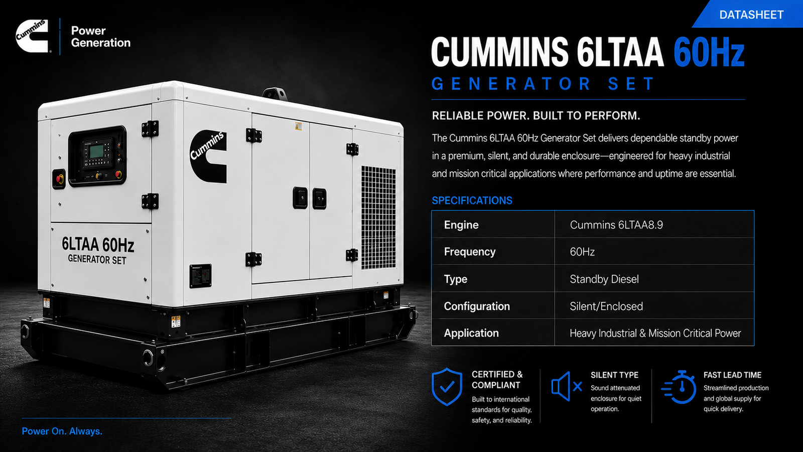 Cummins 6LTAA 60Hz Generator Set Brochure