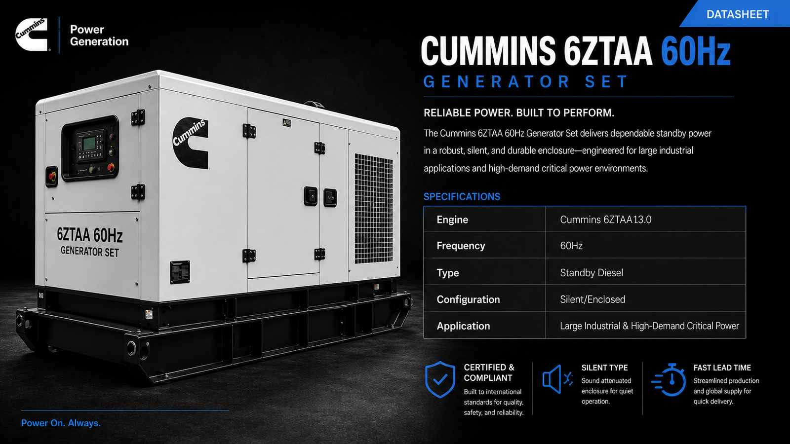 Cummins 6ZTAA 60Hz Generator Set Brochure