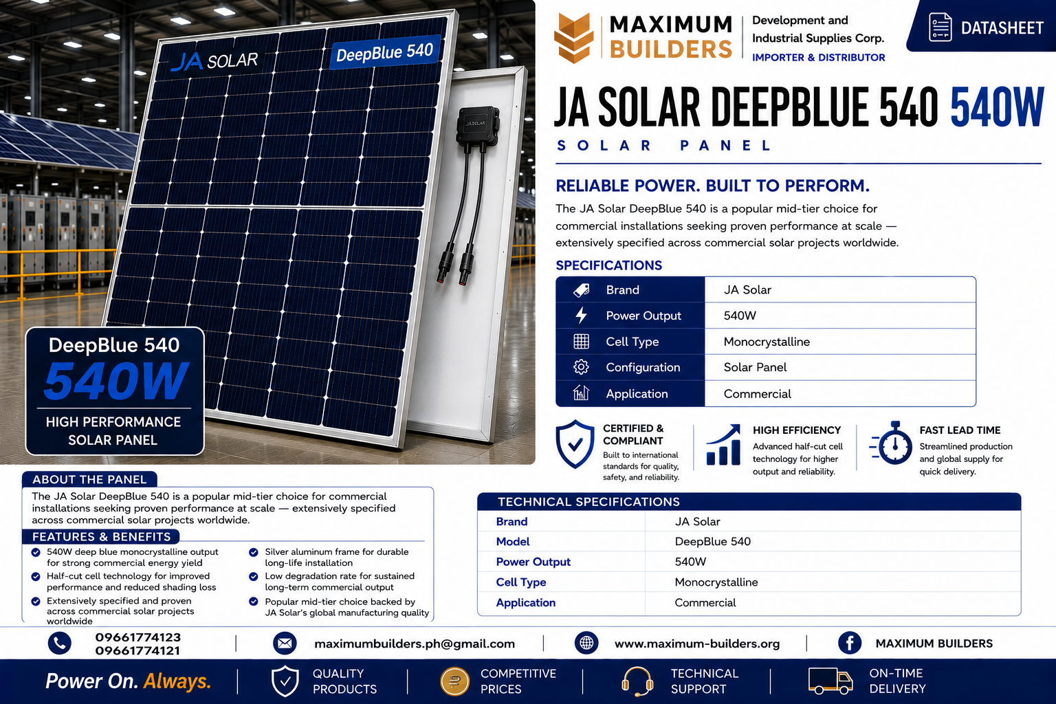 DeepBlue 540 Panel Brochure