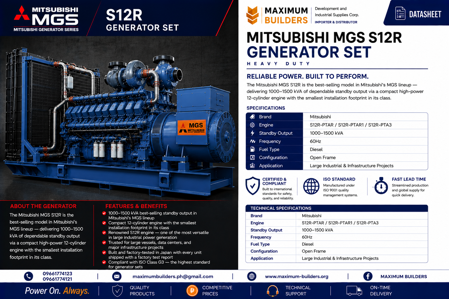 Mitsubishi MGS S12R Generator Set Brochure