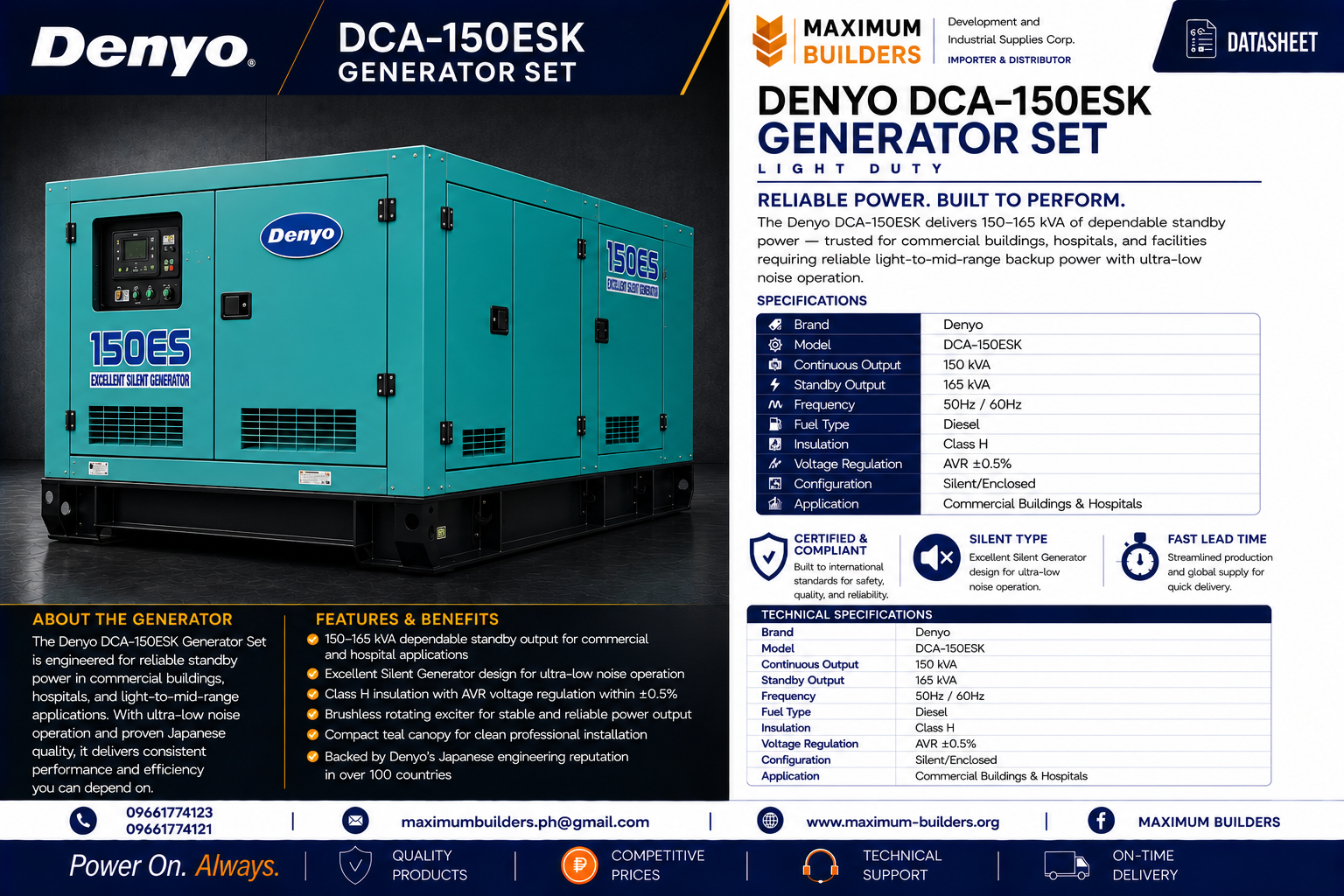 Denyo DCA-150ESK Generator Set Brochure